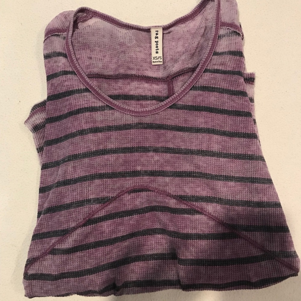 Rag & Poets Purple Striped Hi Lo Long Sleeve Shirt